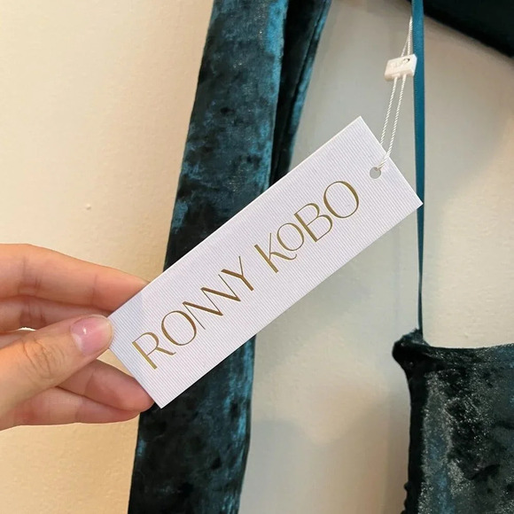 Ronny Kobo Yesenia Teal Green Velvet Cutout Mini Dress Women's Size Small NWT - Picture 6 of 12